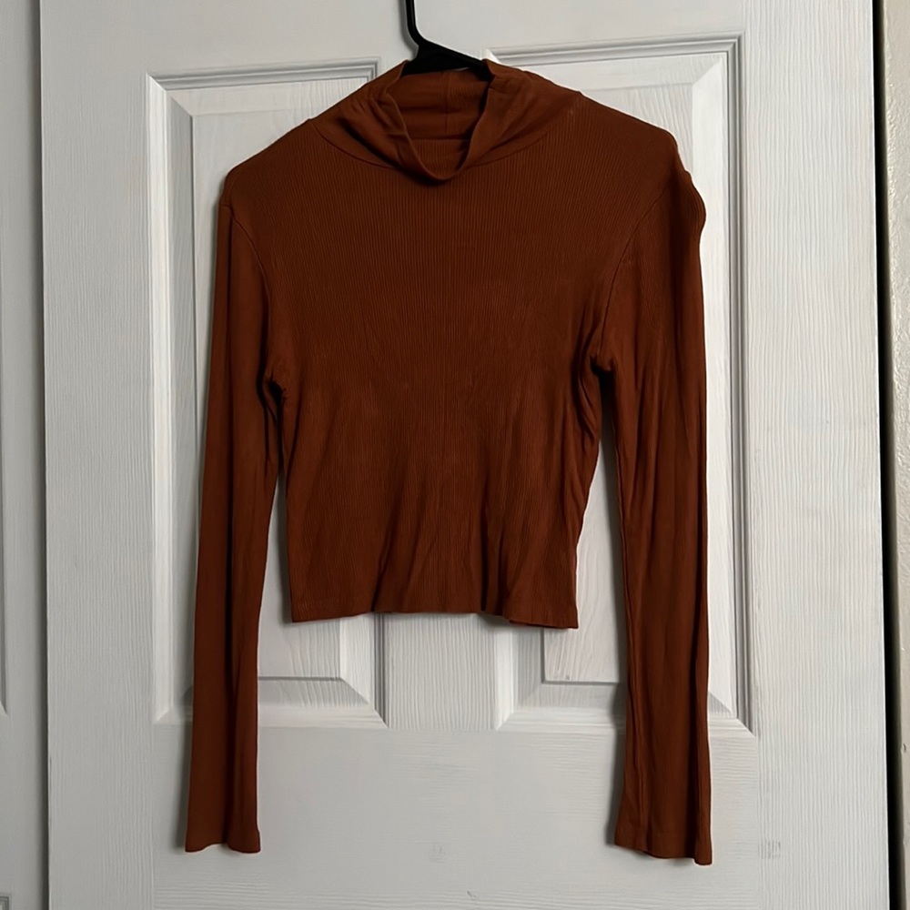 Orange turtleneck crop top